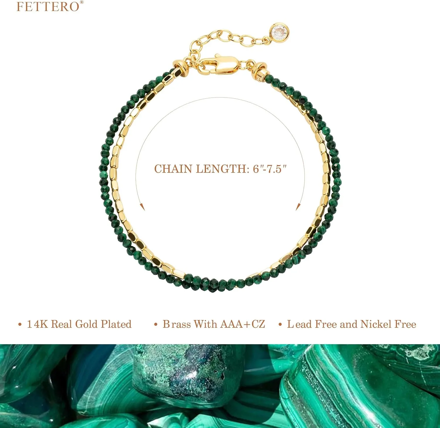 Fettero Charm Bracelet for Women Trendy - Dainty Gold Bracelet Stack Cute Beads Bracelet 14K Gold Plated Layered Boho Bracelets Jewelry