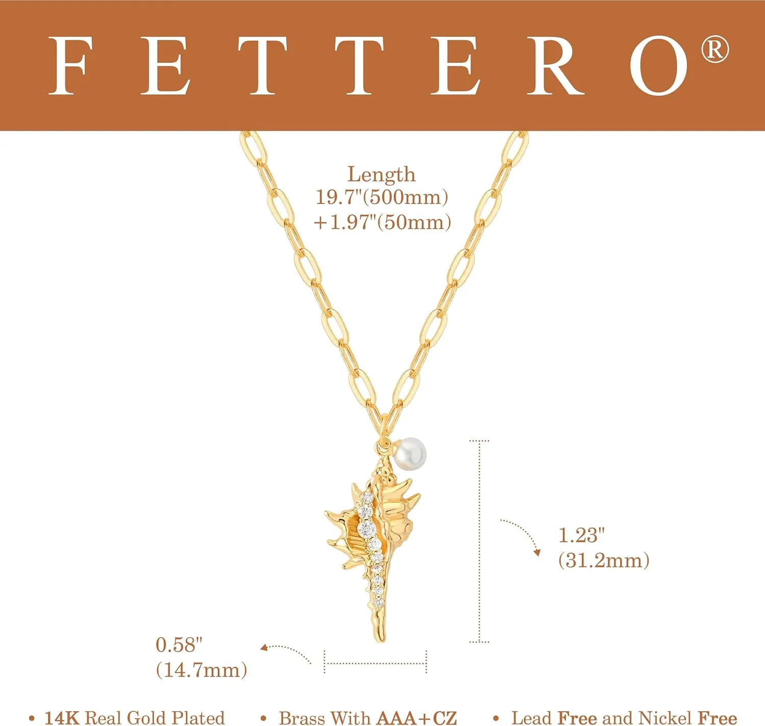 Fettero Gold Necklace for Women 14K Gold Plated Boho Beach Neckalce Charm Starfish Seahorse Conch Ocean Pendant Necklace Adjustable Chain Necklace Beach Jewelry for Women Gift