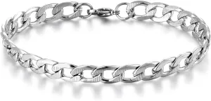 Figaro Link Chain Bracelet Thin Stainless Steel Striped Curb Chain Cuban Chain Link Chain Bangle Bracelet, Mens Womens, Cassic,Chain length 21CM