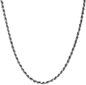 Fine Sterling Silver 1mm Antique Vintage-Style Classic Black Rope Chain