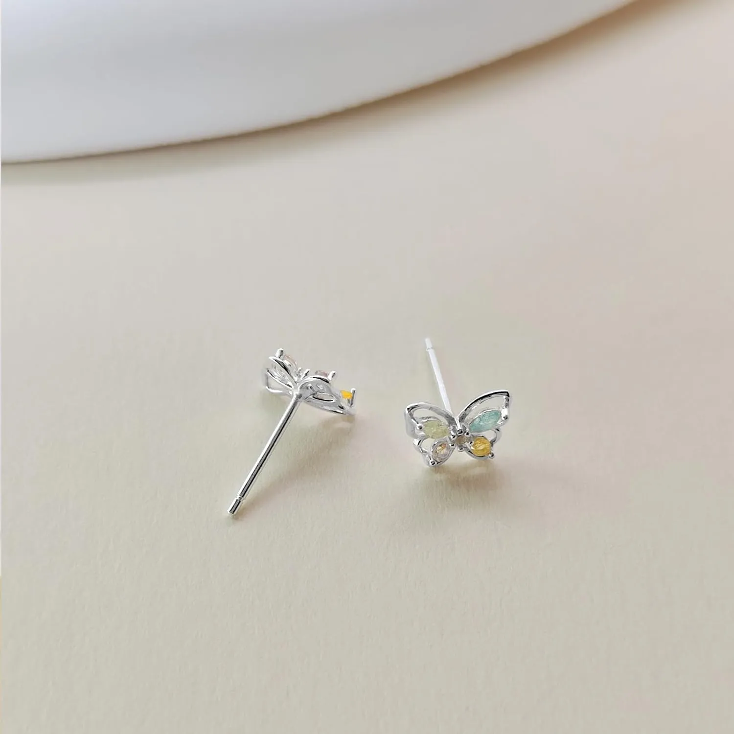 Flat Back Diamond Stud Earrings for Women 14k Gold Plated Minimalist Earrinngs, Hypoallergenic Silver Post Dainty Cute Cartilage CZ Earrings Jewelry Gifts Cherry/Flower/Butterfly/Drop/Pearl