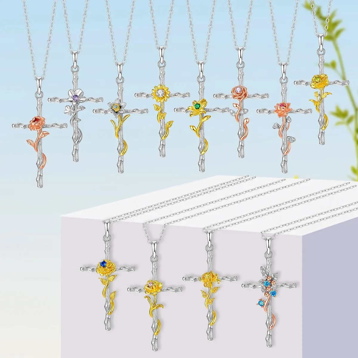 FOREVER QUEEN Sunflower Necklace Ring for Women S925 Sterling Silver Heart Necklace Jewelry,You are My Sunshine Pendant Necklaces Ring Jewelry Gifts for Women Girls Mom Wife