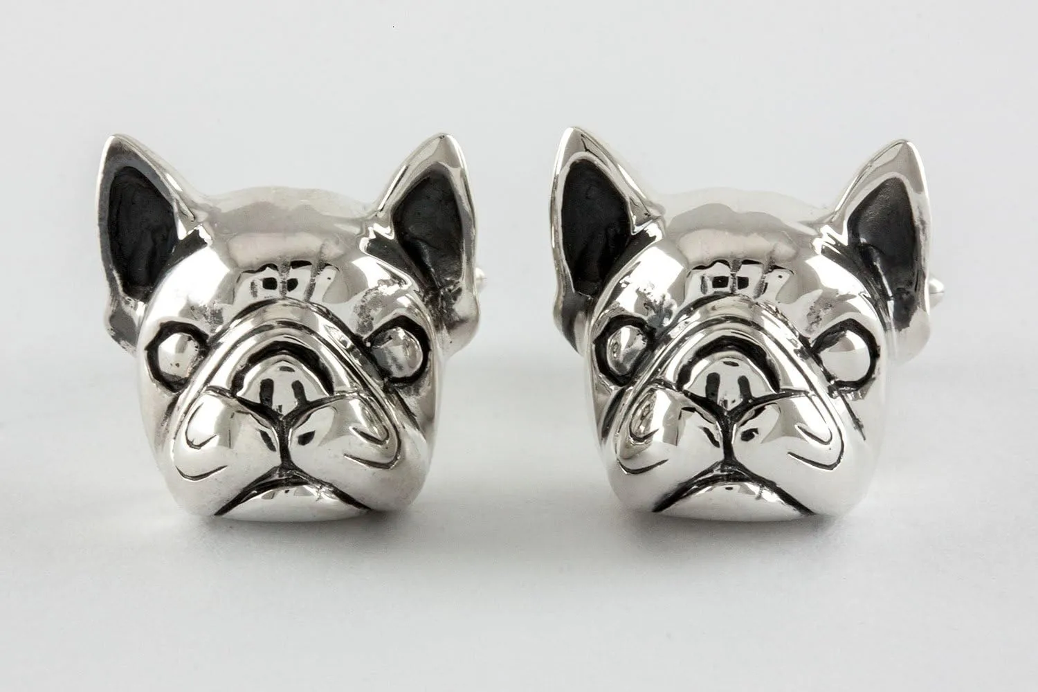 French Bulldog Cufflinks, Sterling Silver, handcrafted