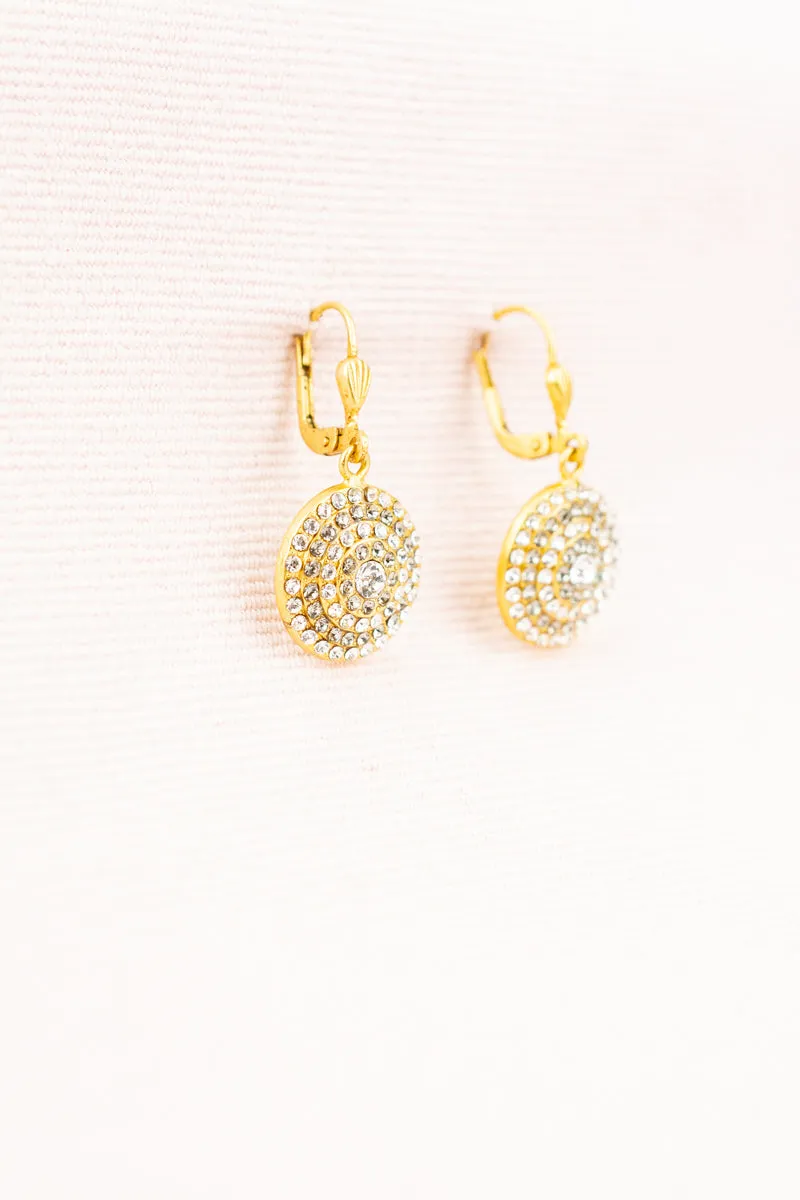French Round Crystal Pavé Earrings