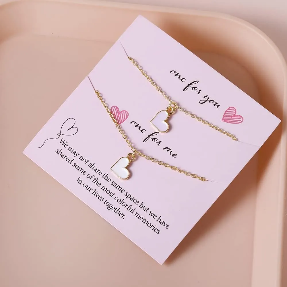 Friendship Heart String Friendship Bracelet Couples Heart Charms Valentines Day Bracelet Necklace for Lover Classroom Family Show Your Love