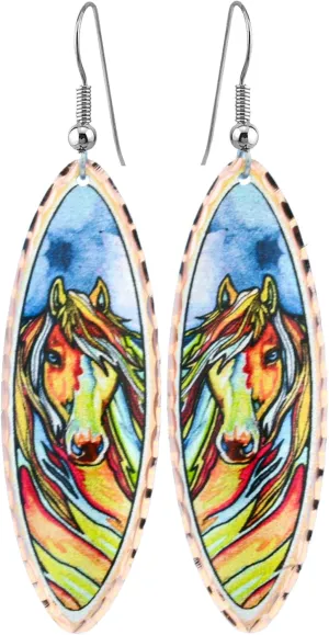 FRONT LINE JEWELRY Native American Earrings Women Featuring Elliptical Cut-out, Elongated Teardrop Earrings Designs: Turtle/Dragonfly/Butterfly/Bear/Hummingbird/Maple Leaves/WestCoast Haida Earrings