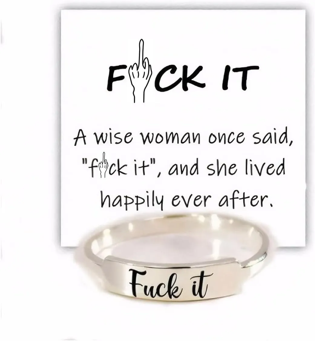 Fuck It Dainty Bar Ring Fuck Ring Engraved Minimalist Statement Ring Stainless Steel Handmade Ring Funny Engraved Fuck It Minimalist Stackable Ring Jewelry Gifts for Women Men