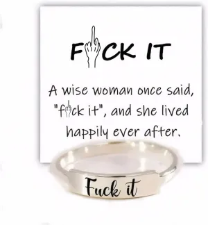 Fuck It Dainty Bar Ring Fuck Ring Engraved Minimalist Statement Ring Stainless Steel Handmade Ring Funny Engraved Fuck It Minimalist Stackable Ring Jewelry Gifts for Women Men