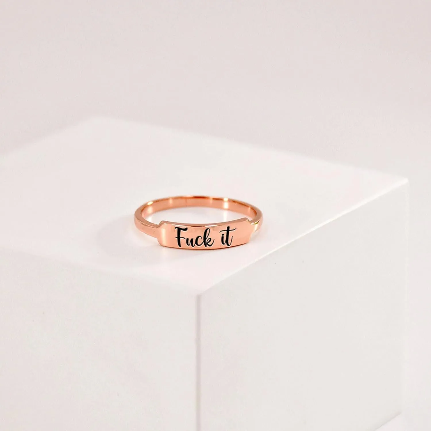 Fuck It Dainty Bar Ring Fuck Ring Engraved Minimalist Statement Ring Stainless Steel Handmade Ring Funny Engraved Fuck It Minimalist Stackable Ring Jewelry Gifts for Women Men