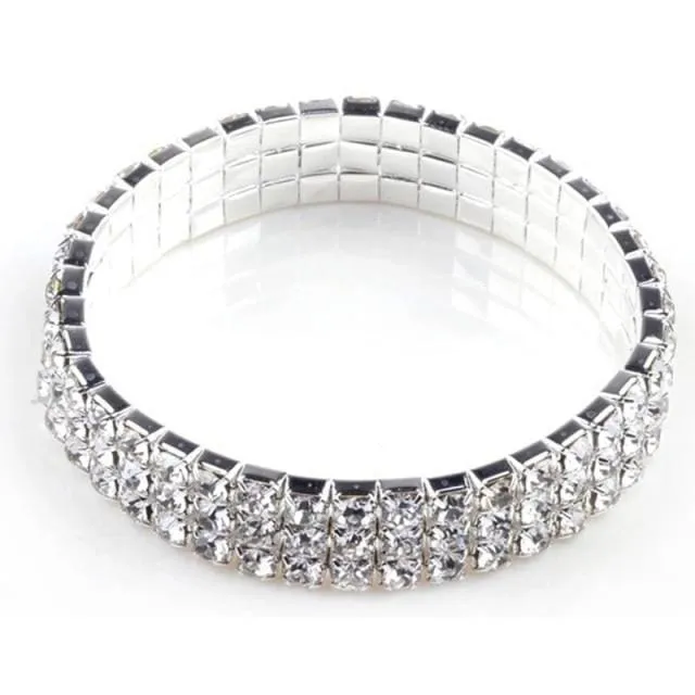 Full Crystal Rhinestone Elastic Bracelet Bridal Jewelry