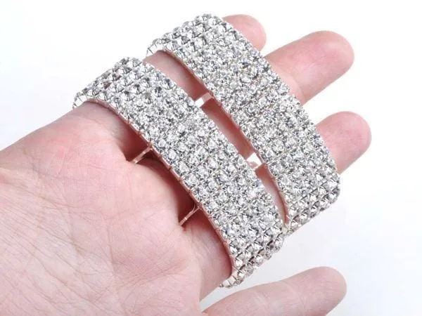 Full Crystal Rhinestone Elastic Bracelet Bridal Jewelry