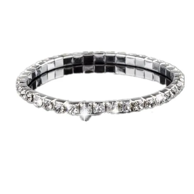 Full Crystal Rhinestone Elastic Bracelet Bridal Jewelry
