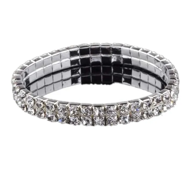 Full Crystal Rhinestone Elastic Bracelet Bridal Jewelry