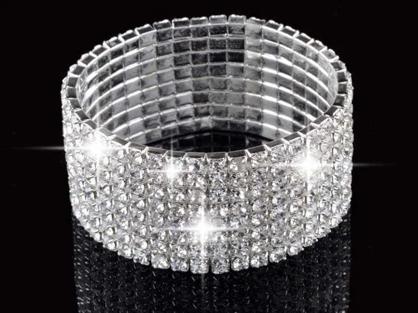 Full Crystal Rhinestone Elastic Bracelet Bridal Jewelry