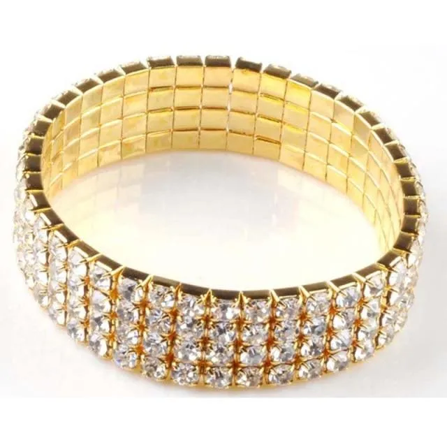 Full Crystal Rhinestone Elastic Bracelet Bridal Jewelry