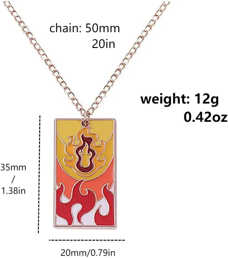 FunBoat 10Pcs Kimetsu No Yaiba Rengoku Mitsuri Necklace Set - Anime Tanjiro Hanafuda Dangle Earrings - Halloween Costume Cosplay Gifts for Men Women