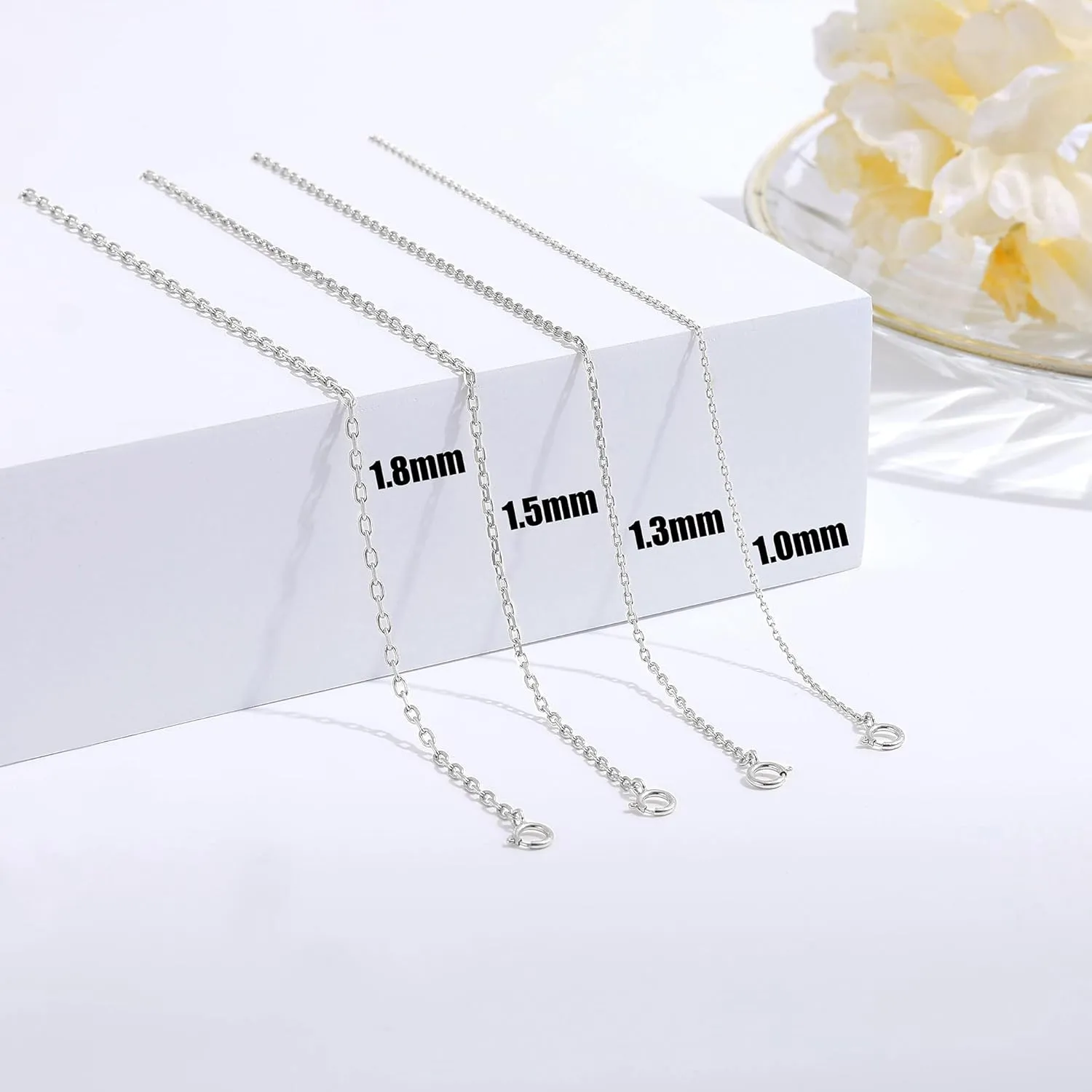 Gacimy 925 Sterling Silver Cable Chain for Women, 1mm 1.3mm 1.5mm 1.8mm Width