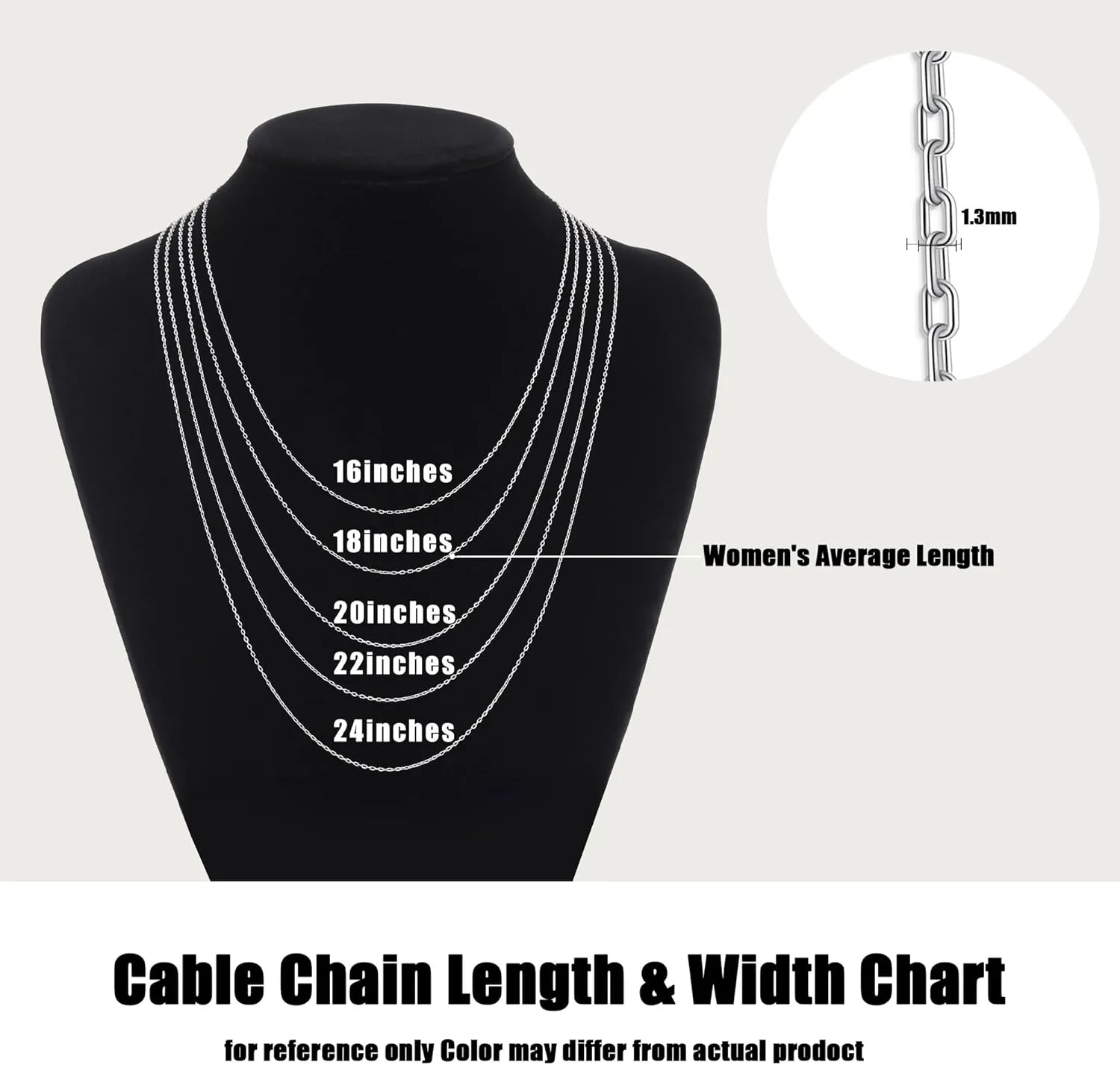Gacimy 925 Sterling Silver Cable Chain for Women, 1mm 1.3mm 1.5mm 1.8mm Width