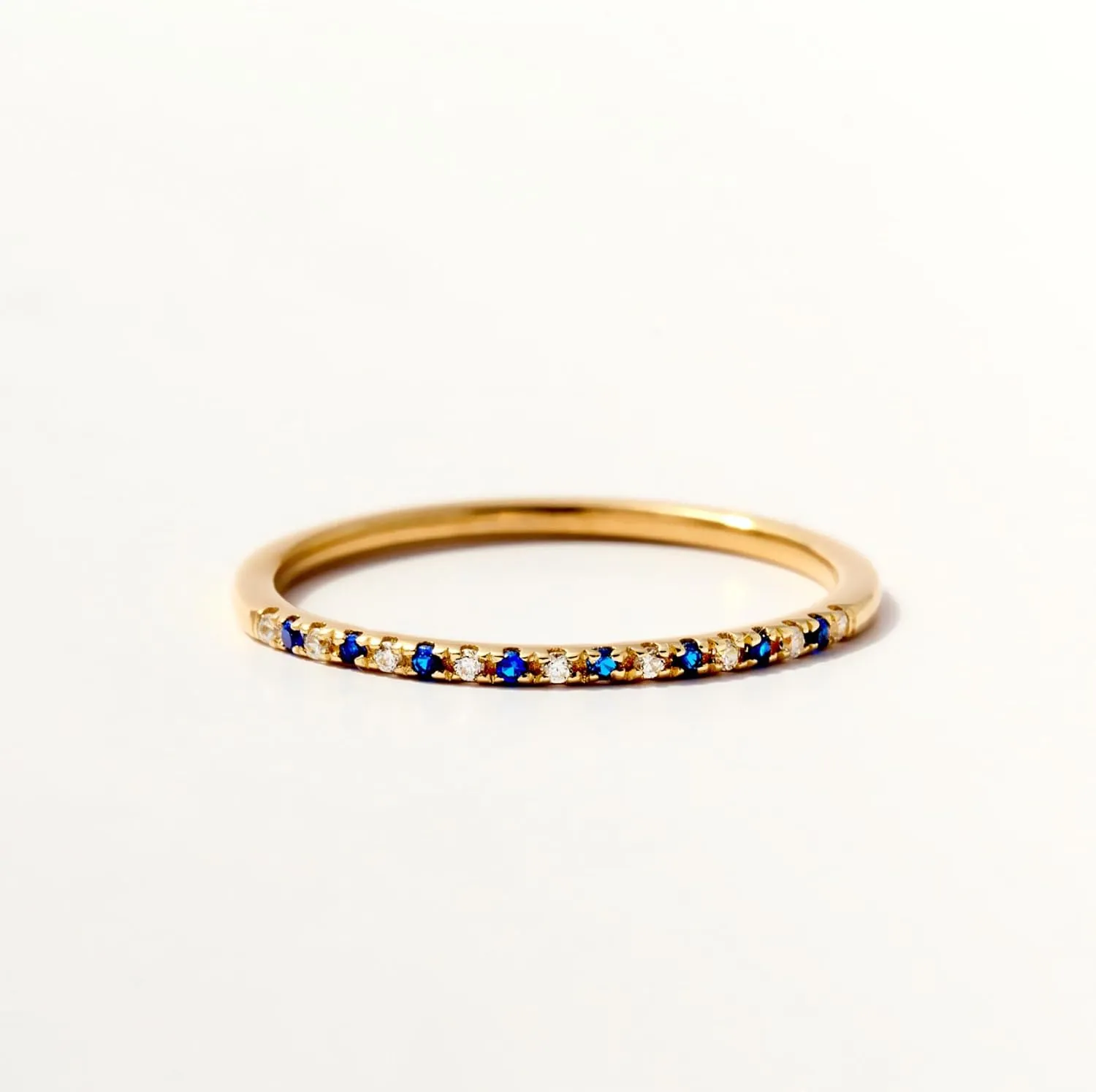 Gelin Diamond and Sapphire Half Eternity Ring for Women 14K Gold Stacking Ring for Women