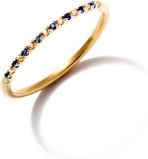 Gelin Diamond and Sapphire Half Eternity Ring for Women 14K Gold Stacking Ring for Women