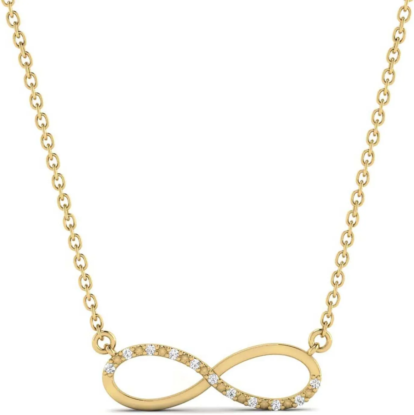 Gelin Diamond Infinity Necklace in 14K Solid Gold | Natural Diamond Infinity Pendant Necklace | Eternity Necklace for Women | Gift for Wedding/Anniversary/Engagement, 18"