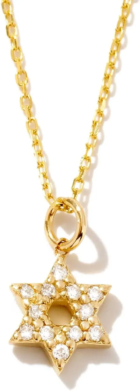 Gelin Diamond Star of David Necklace in 14K Solid Gold | Dainty Gold Pendant Necklace for Women | Gift for Mom | 18"