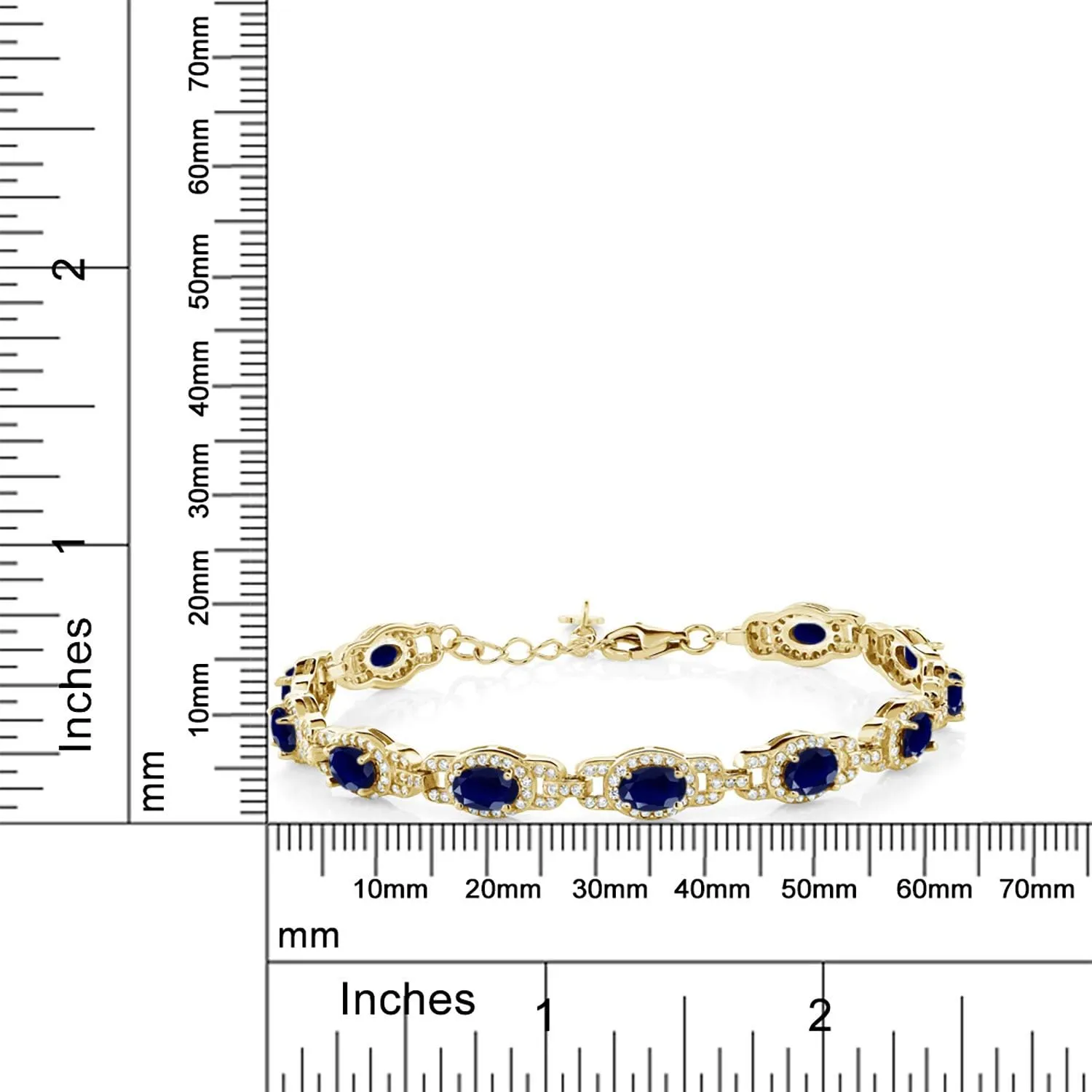 Gem Stone King 18K Yellow Gold Plated Silver Oval Gemstone Birthstone Tennis Bracelet For Women | Oval 6X4MM | 7 Inch With 1 Inch Extender | Fine Jewelry Gifts for Her Mom Women Wife
