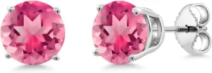 Gem Stone King 2-4 Cttw Round Gemstone Birthstone Stud Earrings For Women Men | 925 Sterling Silver | Round 7MM | Fine Jewelry Gifts for Her Mom Women Wife Men
