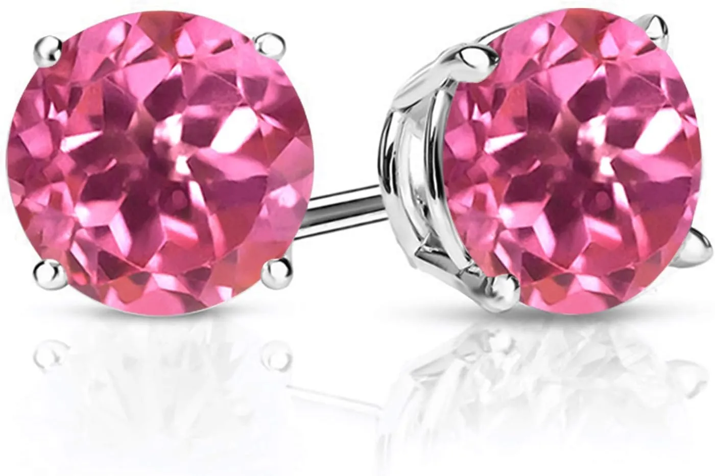 Gem Stone King 2-4 Cttw Round Gemstone Birthstone Stud Earrings For Women Men | 925 Sterling Silver | Round 7MM | Fine Jewelry Gifts for Her Mom Women Wife Men