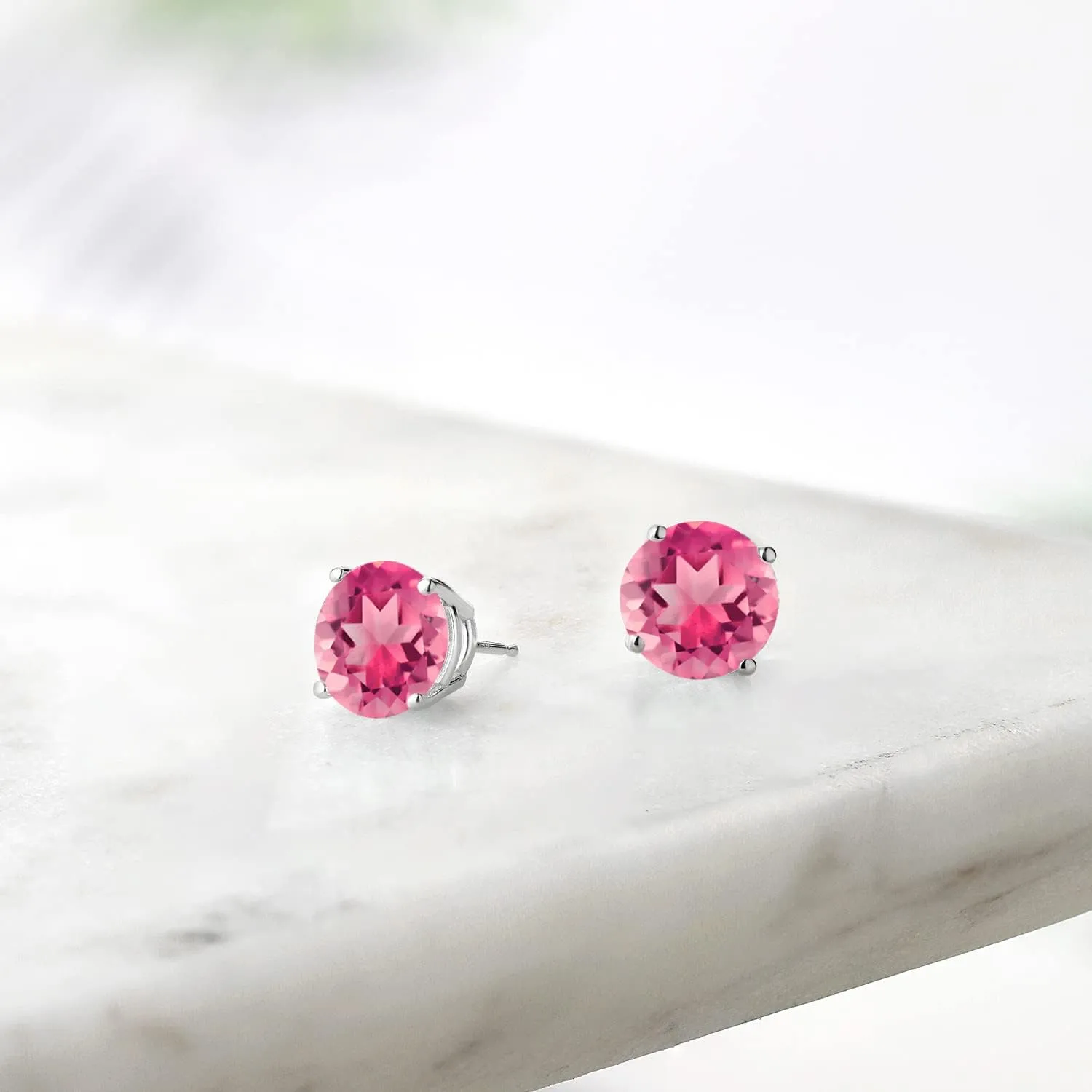 Gem Stone King 2-4 Cttw Round Gemstone Birthstone Stud Earrings For Women Men | 925 Sterling Silver | Round 7MM | Fine Jewelry Gifts for Her Mom Women Wife Men