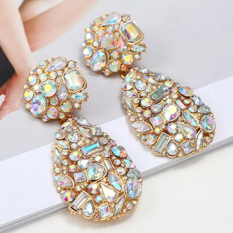 Gemstone and Pearl Crystal Pendant Drop Earrings in Multi Styles