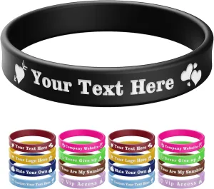 Generic 1/2"" Custom Rubber Bracelets Logo/Message Personalized Silicone Wristbands Bulk for Promotions Events Customized Rubber Bracelet Motivation Fundraisers Awareness Adults Teen