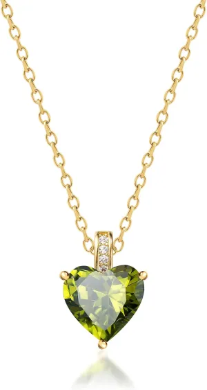 Genuine Birthstone Necklace for Women, Heart Love Necklace, Birthday Gifts for Her