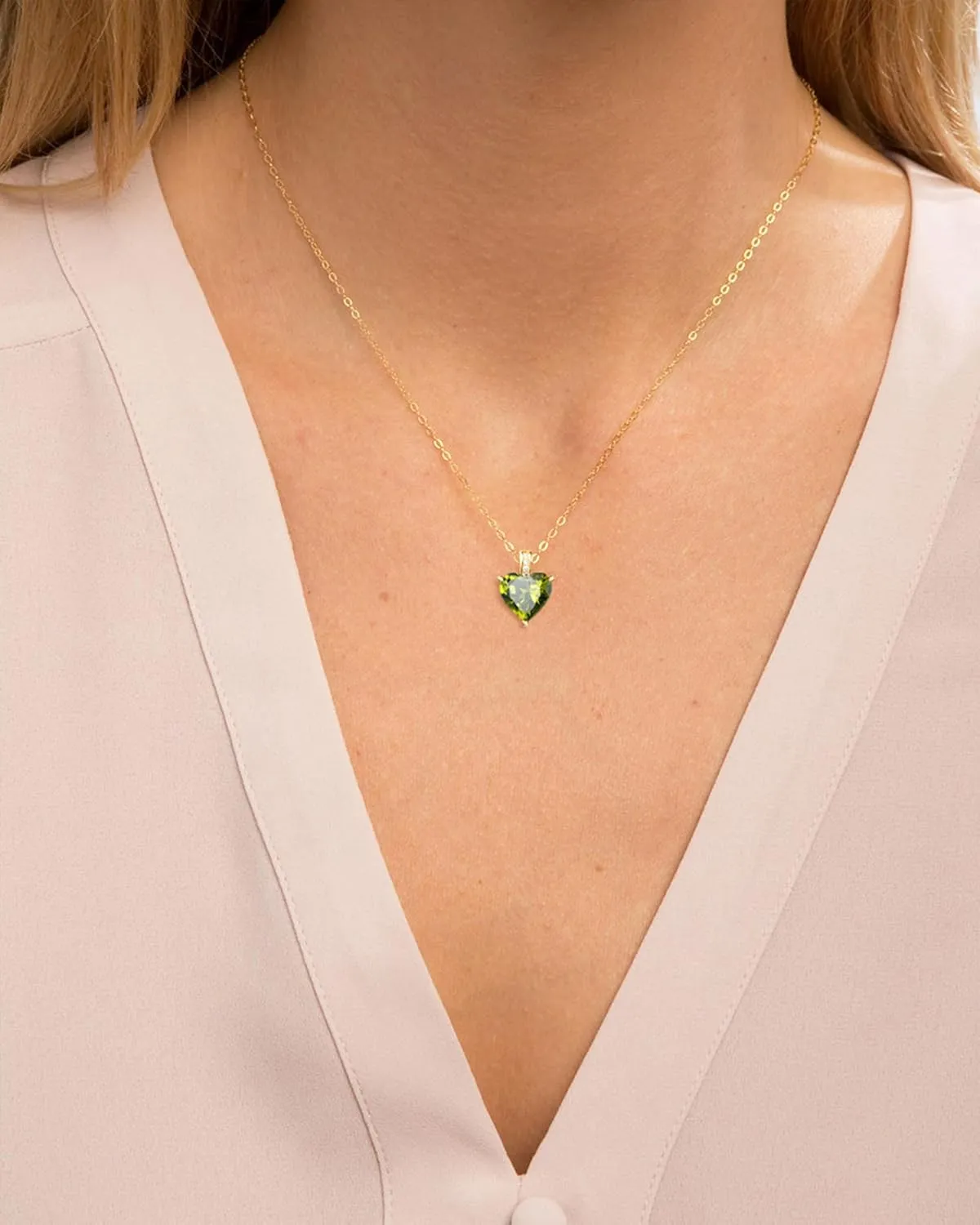 Genuine Birthstone Necklace for Women, Heart Love Necklace, Birthday Gifts for Her