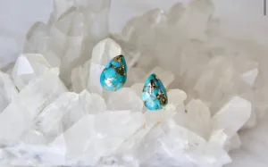 Genuine turquoise Stud Earrings