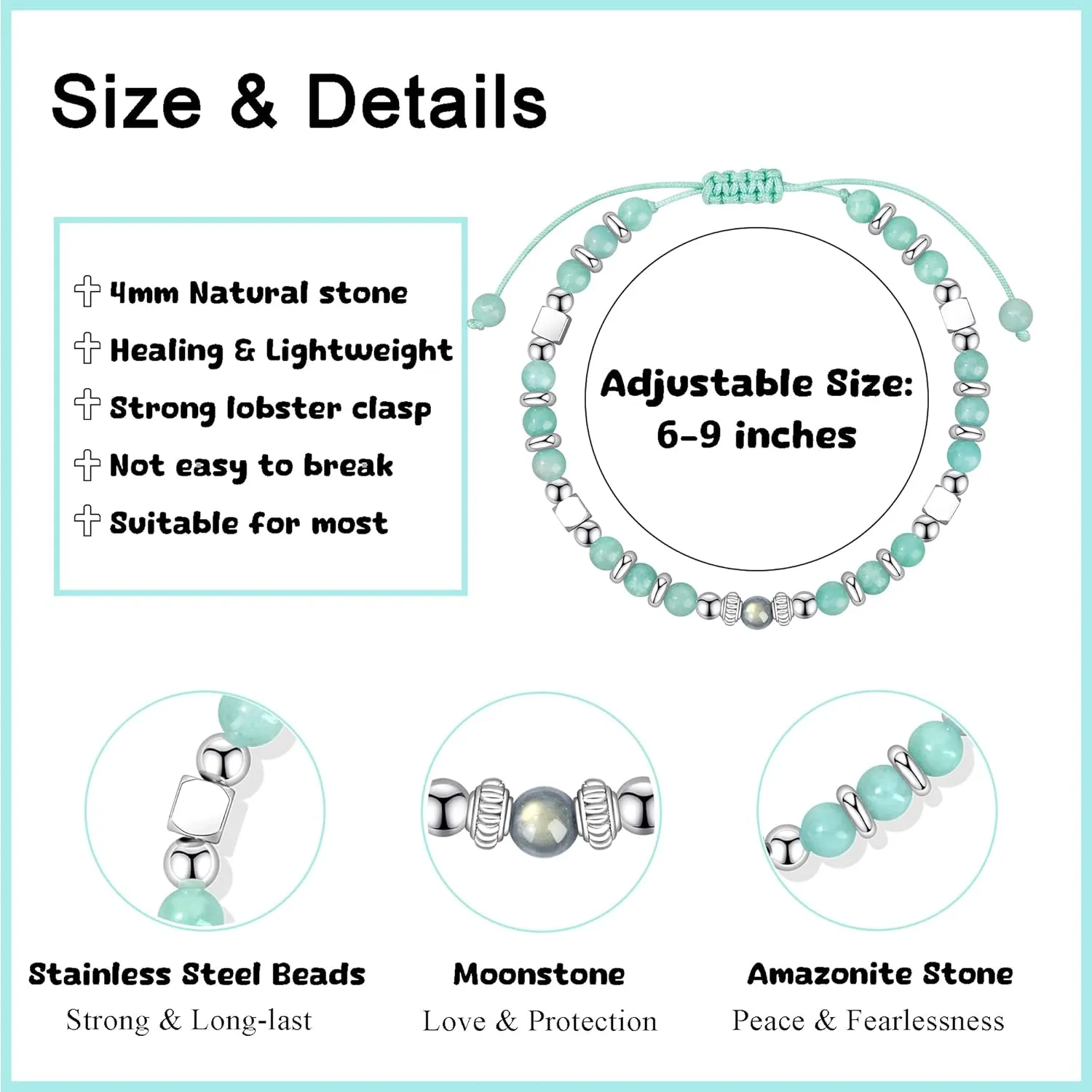 Gifts for Teen Trendy Stuff Natural Stone Bracelets Teen Birthday Gifts Cute Teenager Jewelry for Back to Scool East Christmas Gifts