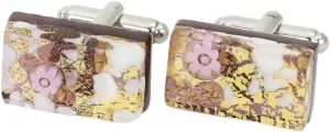 Glass Of Venice Murano Glass Venetian Classic Rectangular Cufflinks - Purple Gold