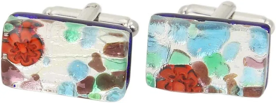 Glass Of Venice Murano Glass Venetian Classic Rectangular Cufflinks - Silver Meadow