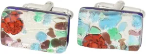 Glass Of Venice Murano Glass Venetian Classic Rectangular Cufflinks - Silver Meadow