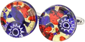 Glass Of Venice Murano Glass Venetian Classic Round Cufflinks - Blue Red