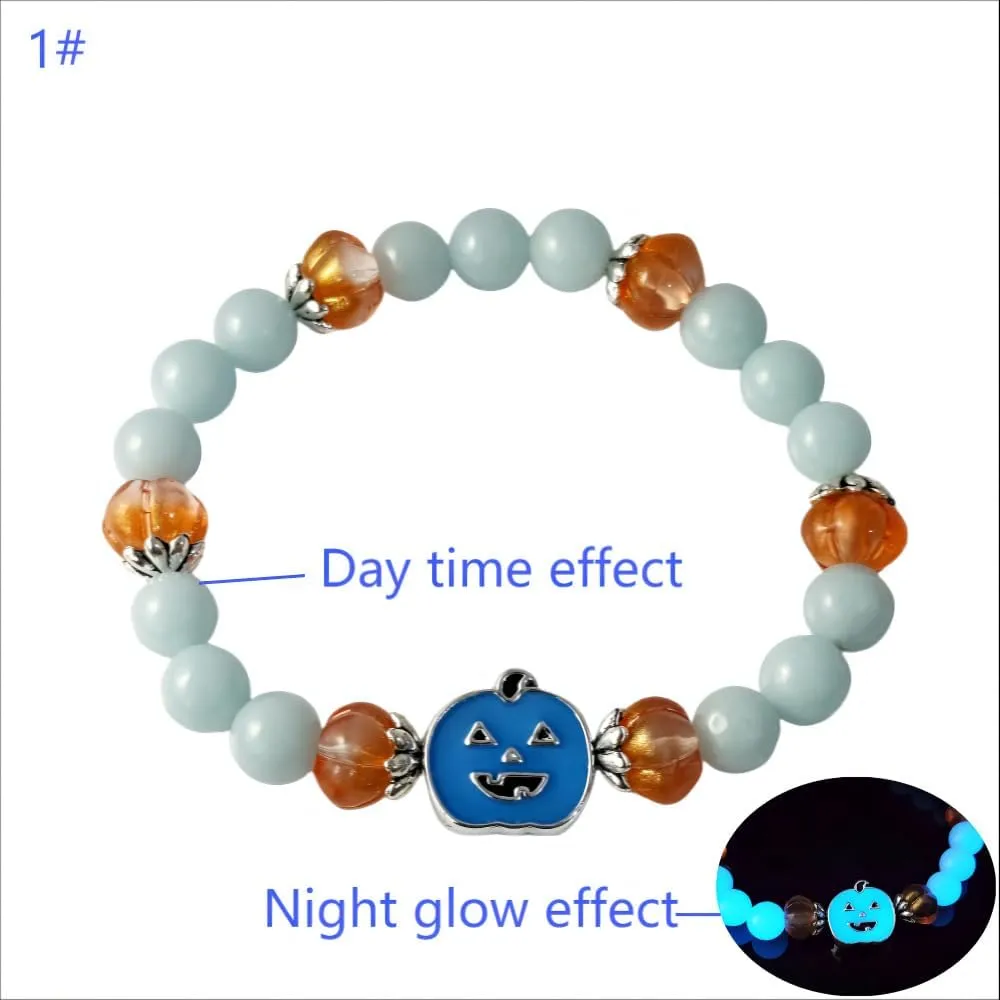 Glow-in-The-Dark Halloween Party Beads Bracelet Handcrafted Pumpkin Grimace Ghost Bracelet for A Spooky Festival Celebration