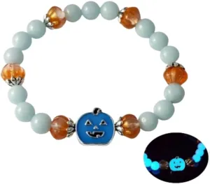 Glow-in-The-Dark Halloween Party Beads Bracelet Handcrafted Pumpkin Grimace Ghost Bracelet for A Spooky Festival Celebration