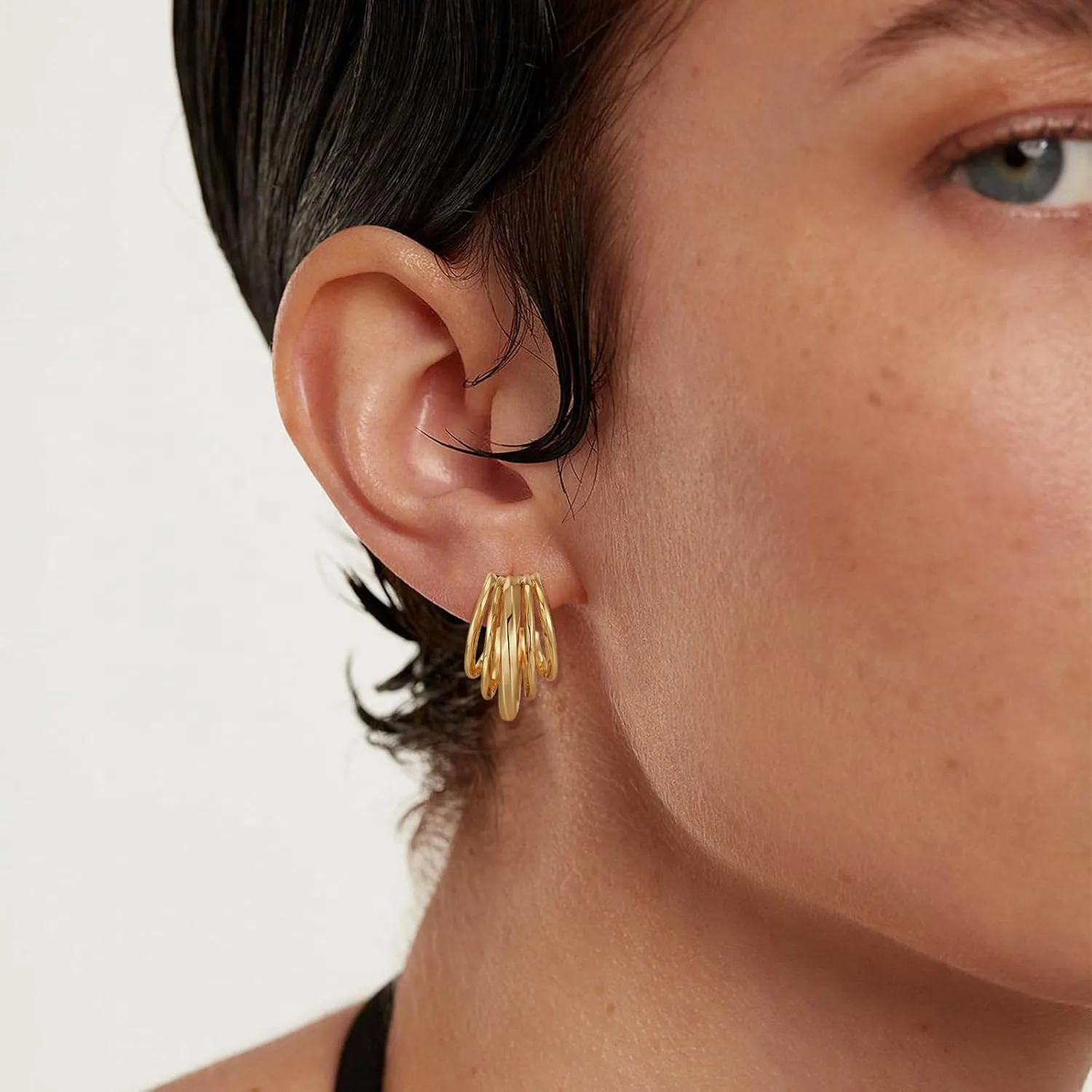 Gold Chunky Hoop Earring For Women Minimalist Earrings
