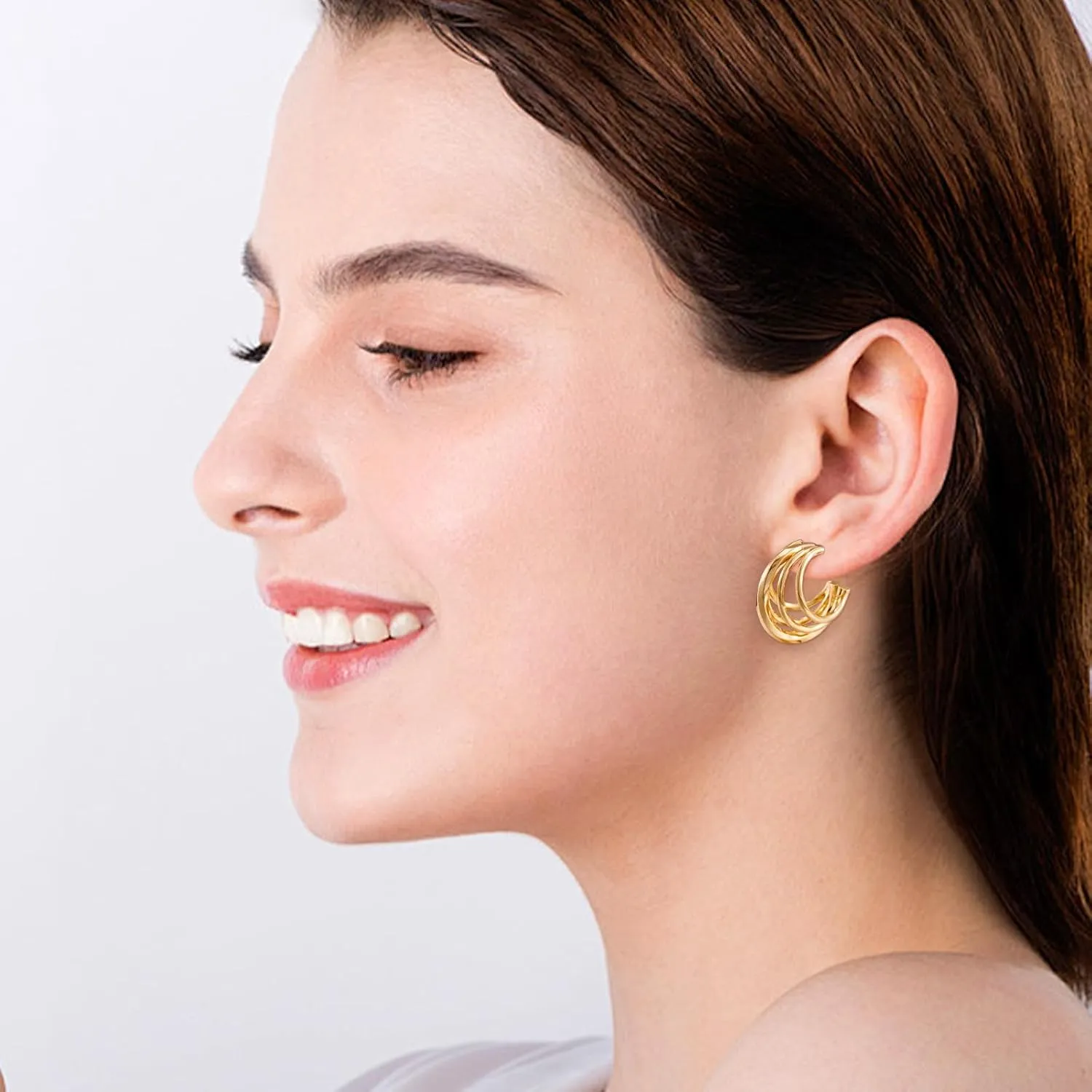 Gold Chunky Hoop Earring For Women Minimalist Earrings
