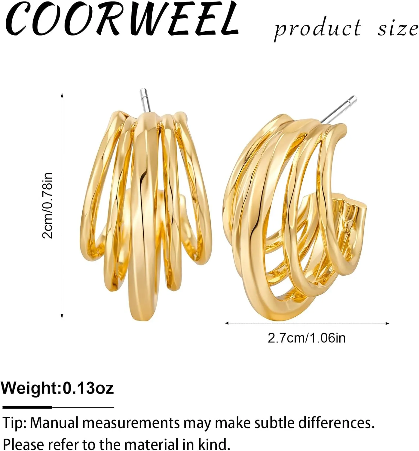Gold Chunky Hoop Earring For Women Minimalist Earrings