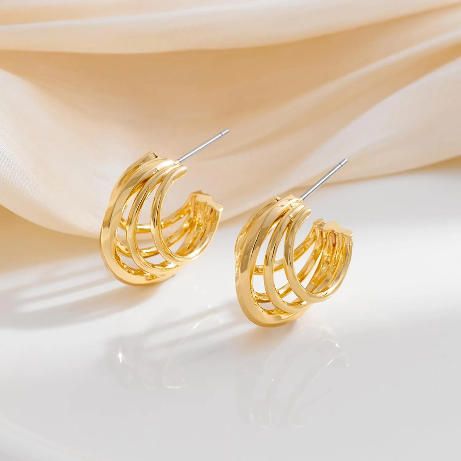 Gold Chunky Hoop Earring For Women Minimalist Earrings
