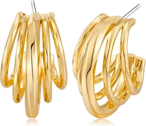 Gold Chunky Hoop Earring For Women Minimalist Earrings