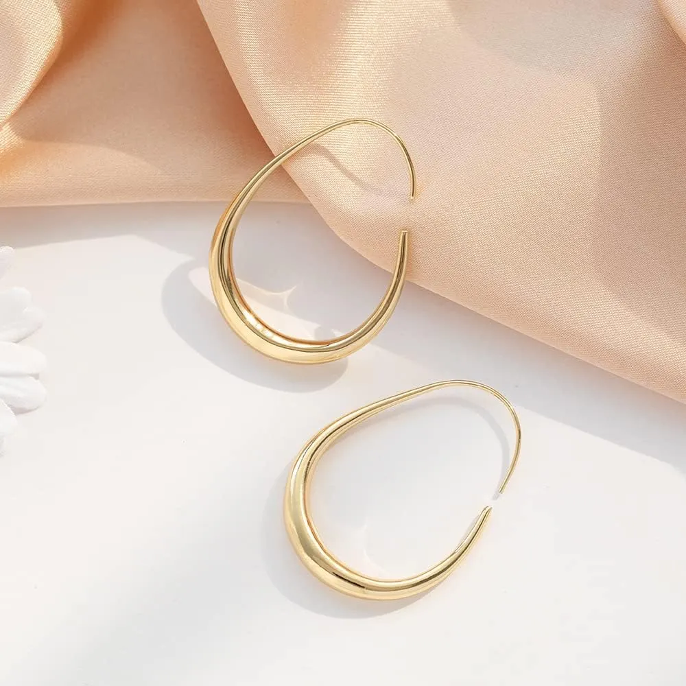 Gold Dangle Drop Statement Earrings for Women 925 Sterling Silver Post Rhinestone Hoop Earring Colorful Crystal Bohemian