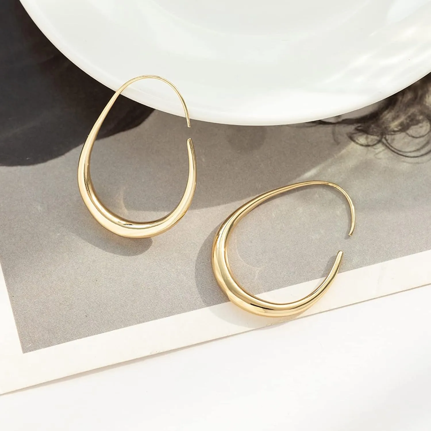 Gold Dangle Drop Statement Earrings for Women 925 Sterling Silver Post Rhinestone Hoop Earring Colorful Crystal Bohemian