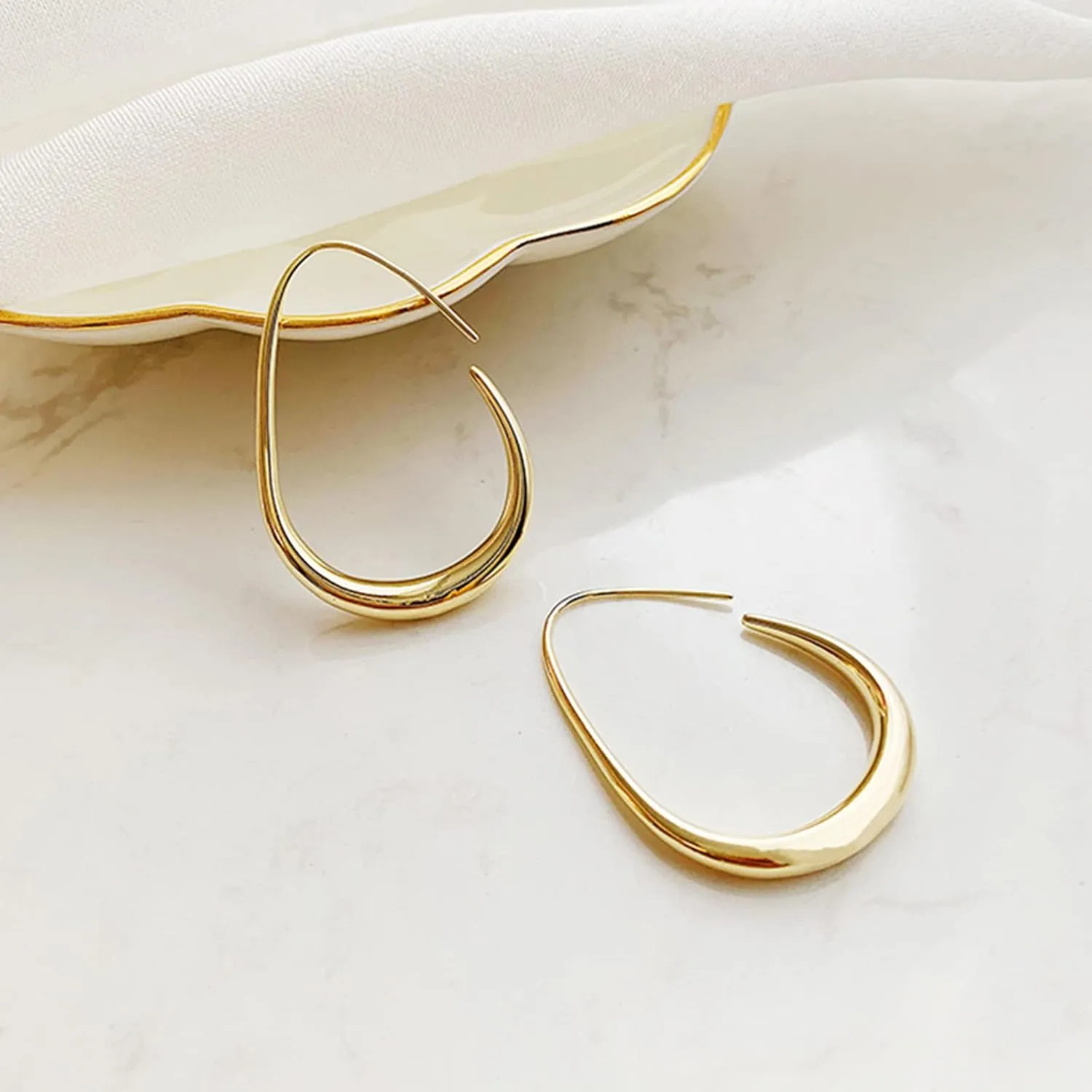 Gold Dangle Drop Statement Earrings for Women 925 Sterling Silver Post Rhinestone Hoop Earring Colorful Crystal Bohemian